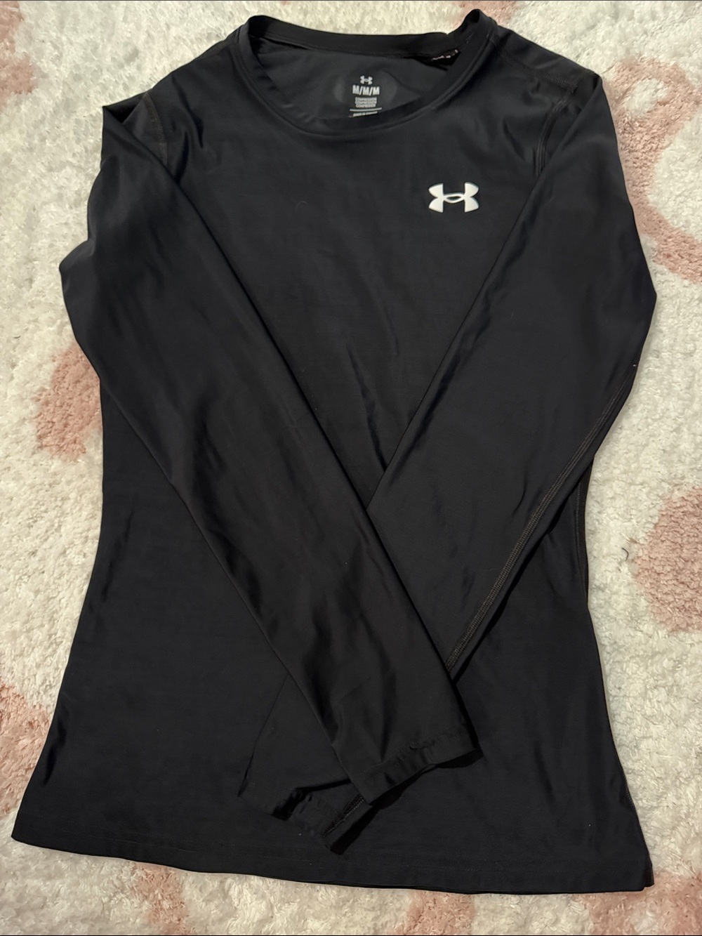 Under Armour Black Long-Sleeve Performance Top with White Logo